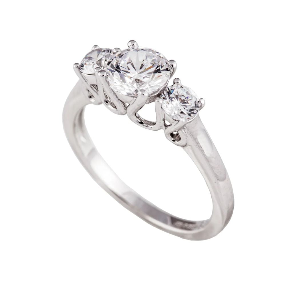 Silver 3 CZ Solitaire Eternity Ring