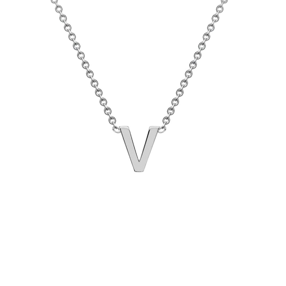Silver Mini V Initial Necklace
