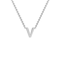Silver Mini V Initial Necklace