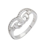 Load image into Gallery viewer, Silver CZ Wishbone Claddagh Ring
