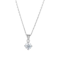 Silver CZ Claw Set Solitaire Necklace