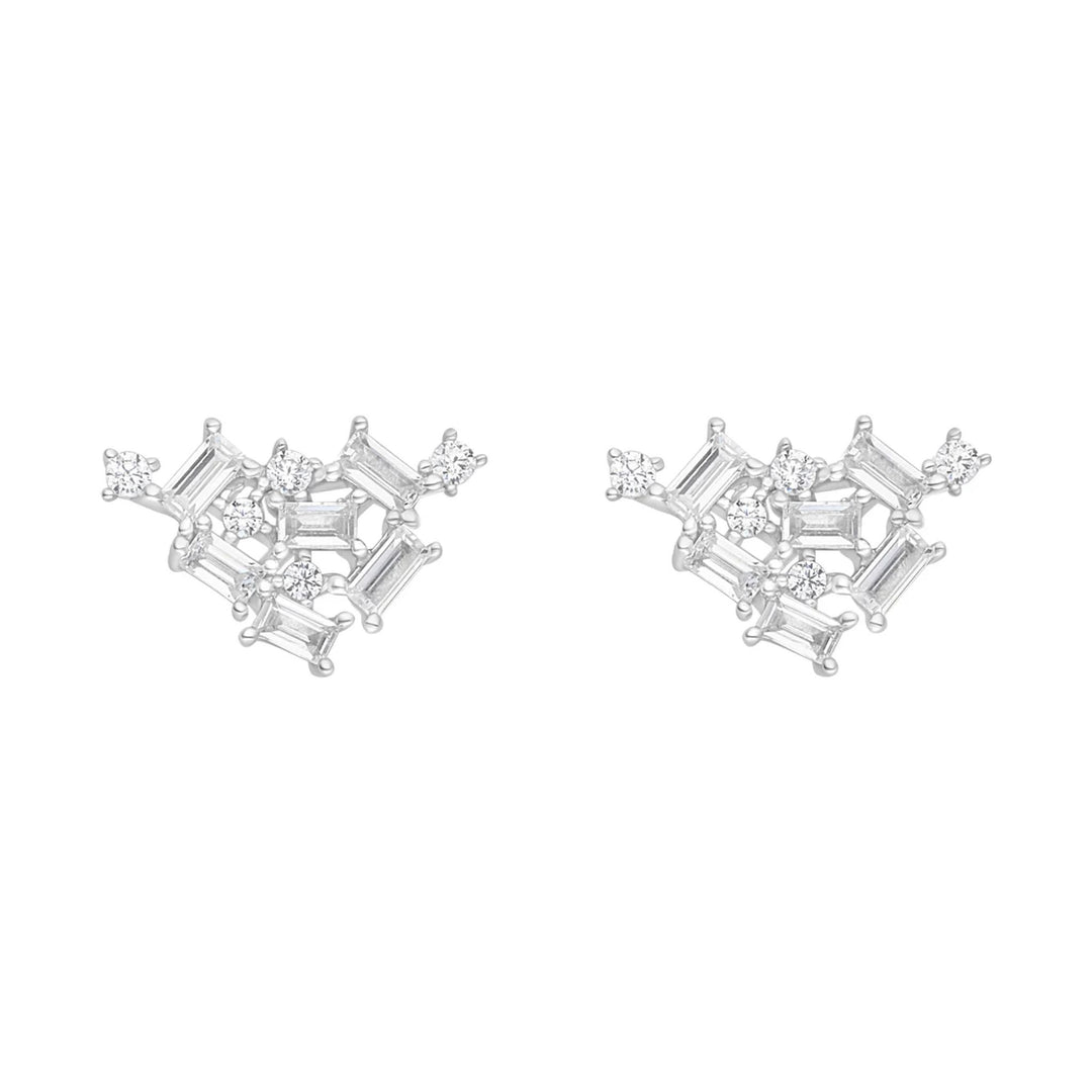 Silver Multi CZ Baguette Earrings