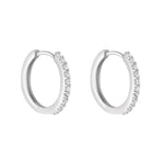 Load image into Gallery viewer, Silver CZ Huggie Hoop Earrings
