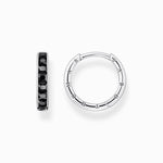 Load image into Gallery viewer, Silver Black CZ Hoop Earrings
