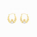 Load image into Gallery viewer, 9ct Gold Two Tone Claddagh Huggie Hoop Earrings
