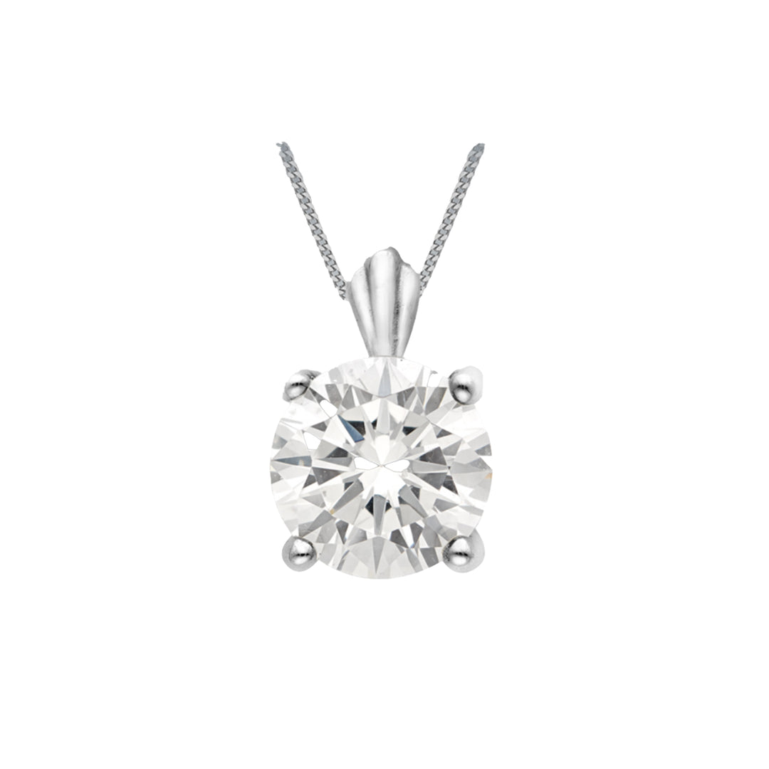 9ct White Gold CZ Pendant Necklace