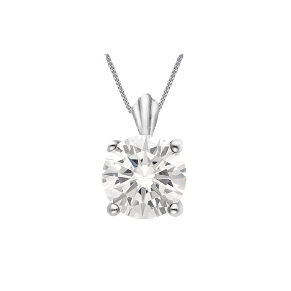 9ct White Gold CZ Pendant Necklace