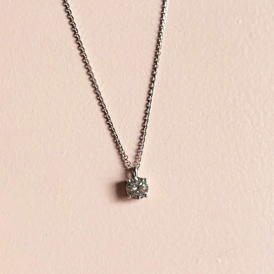 9ct White Gold CZ Pendant Necklace