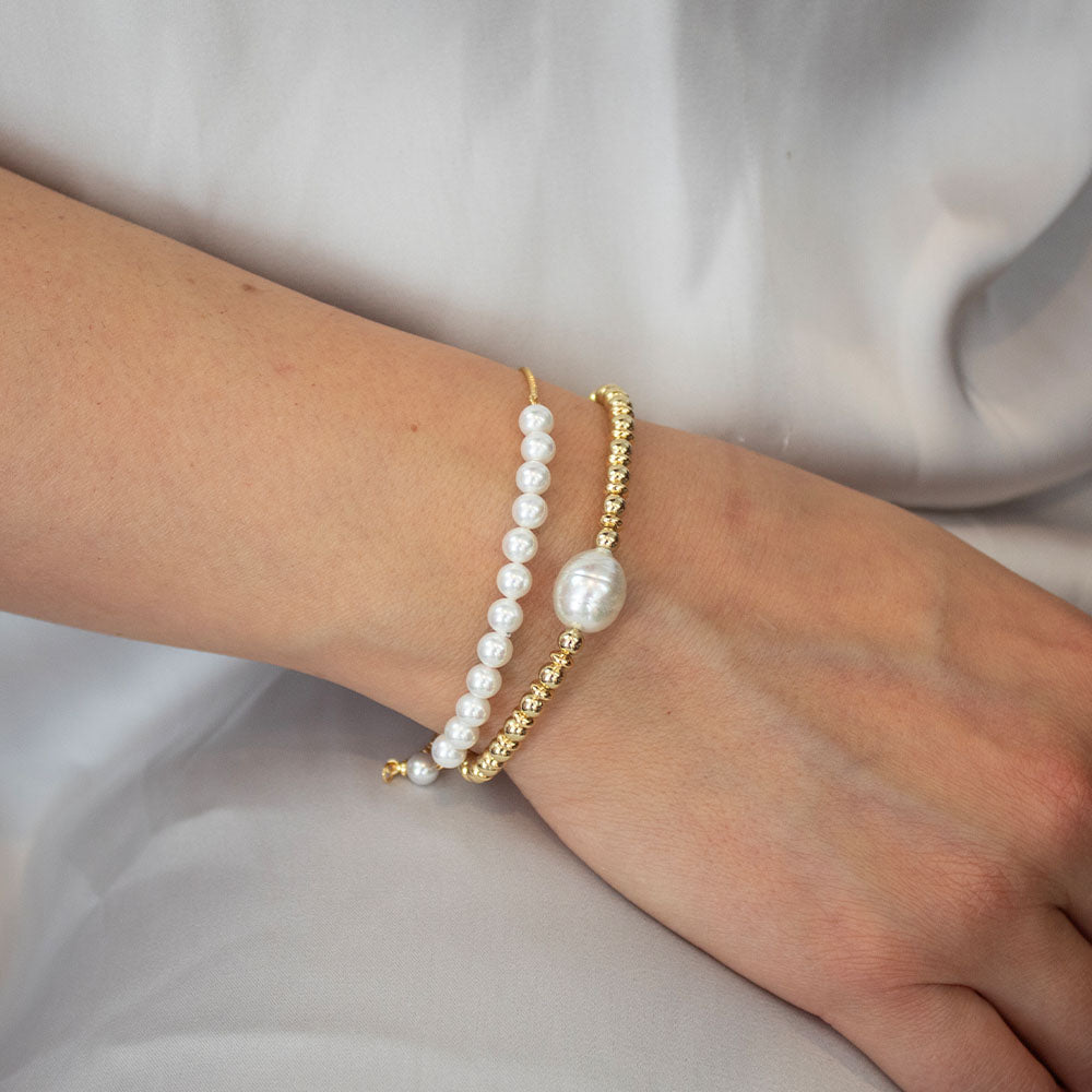 Gold Plated Isla Adjustable Pearl Bracelet