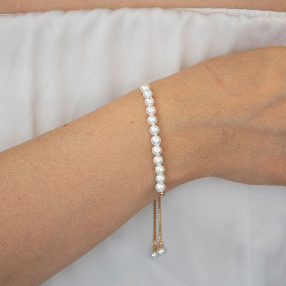 Gold Plated Isla Adjustable Pearl Bracelet