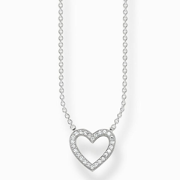 Silver CZ Open Heart Necklace
