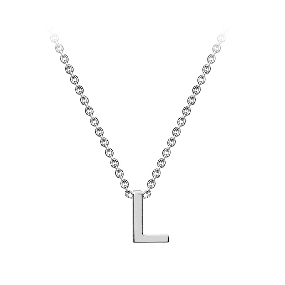 9ct White Gold Mini Initial Necklace L
