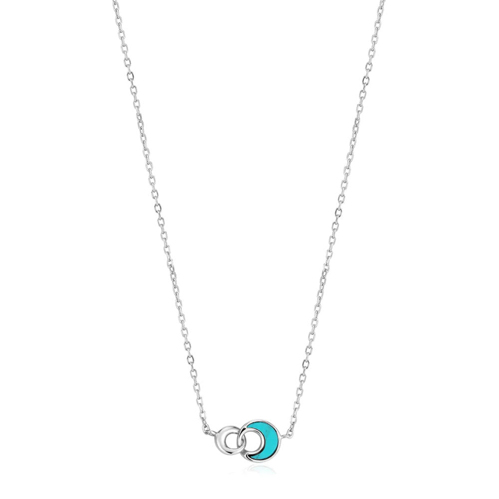 Silver Turquoise Crescent Necklace