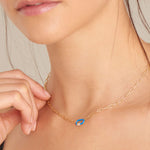 Load image into Gallery viewer, Gold Plated Neon Blue Carabiner Necklace
