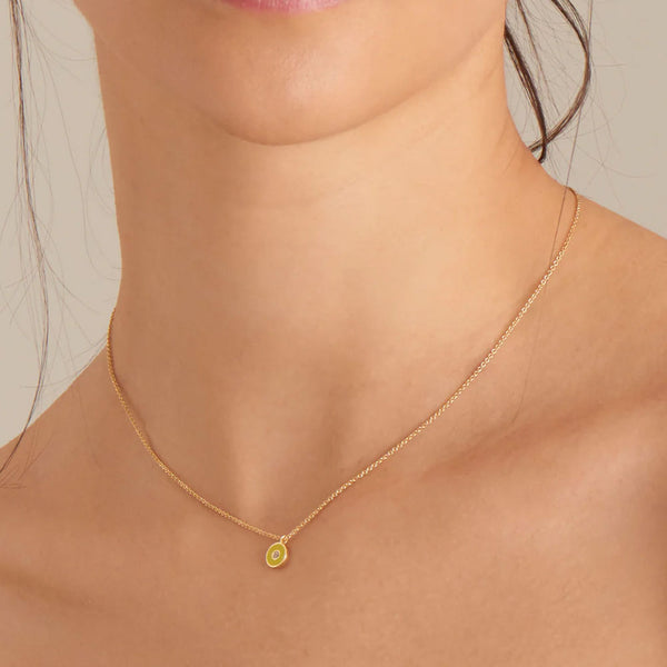 Gold Plated Neon Yellow Disc Necklace