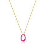 Load image into Gallery viewer, Gold Plated Neon Pink Enamel Twisted Pendant Necklace
