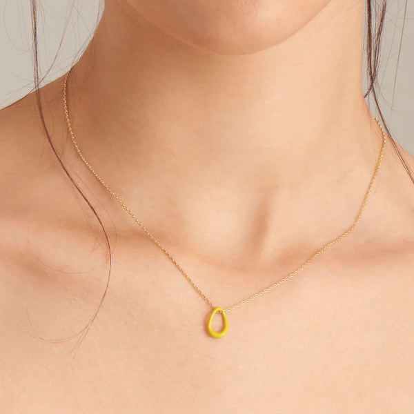 Gold Plated Neon Yellow Twisted Pendant Necklace