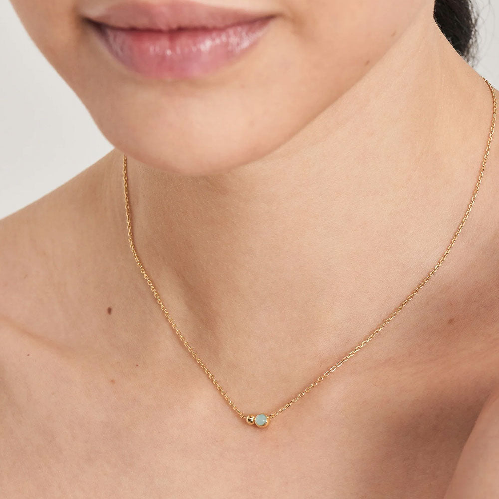 Gold Plated Orb Amazonite Pendant Necklace
