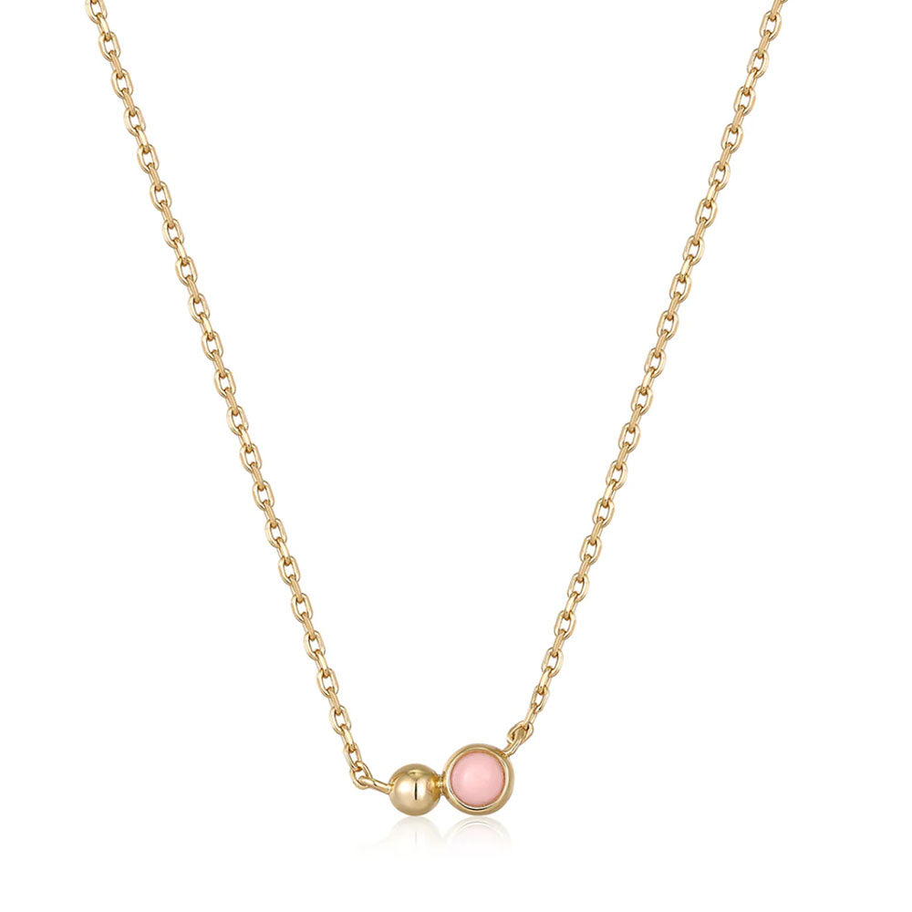 Gold Plated Orb Rose Quartz Necklace