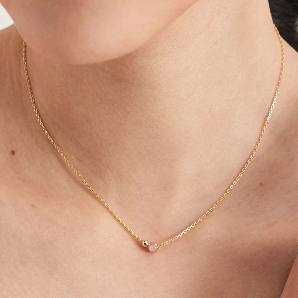 Gold Plated Orb Rose Quartz Necklace