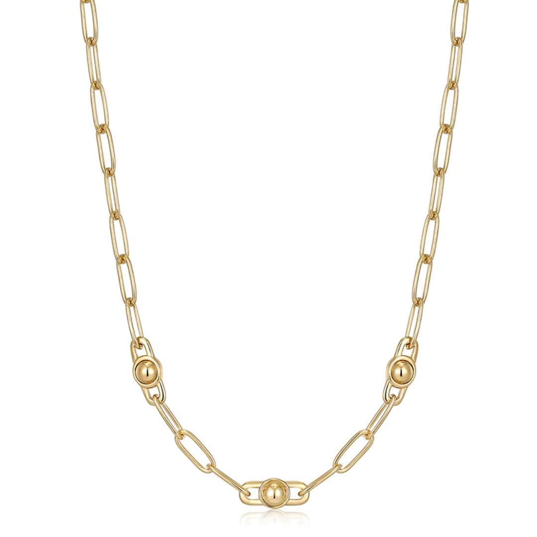Gold Plated Orb Link Chunky Chain Necklace