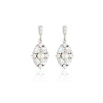 Load image into Gallery viewer, 9ct Gold Pearl Centred CZ Cluster Drop Earrings
