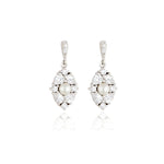 Load image into Gallery viewer, Silver Pearl Centred CZ Cluster Drop Earrings
