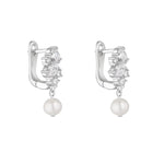 Load image into Gallery viewer, Silver Multi CZ Pearl Drop Earrings

