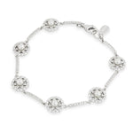 Load image into Gallery viewer, Silver Pearl Round Cluster CZ Linked Bracelet
