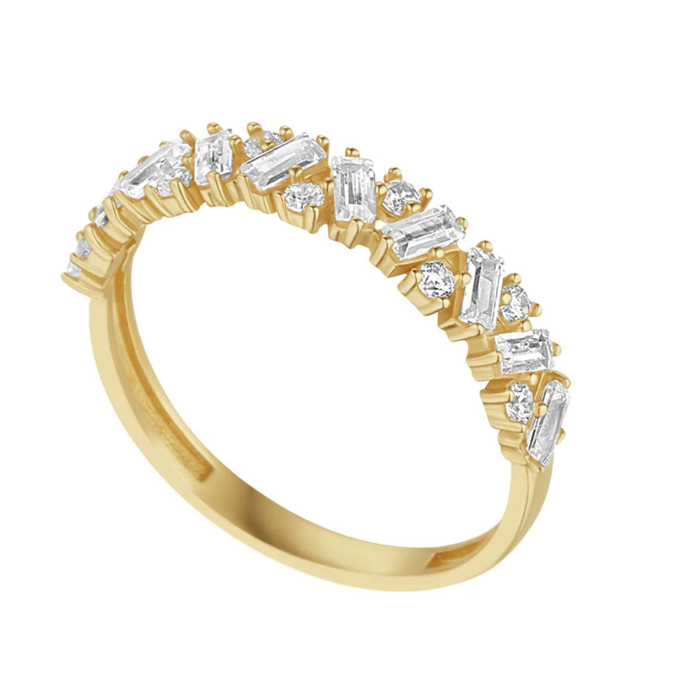 9ct Gold CZ Baguette Cluster Ring