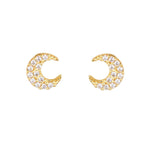 Load image into Gallery viewer, 9ct Gold CZ Moon Stud Earrings
