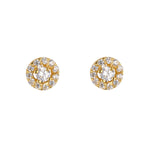 Load image into Gallery viewer, 9ct Gold Halo Cluster CZ Stud Earrings
