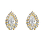 Load image into Gallery viewer, 9ct Gold CZ Pear Halo Studs
