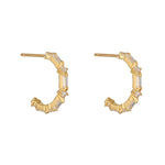 Load image into Gallery viewer, 9ct Gold Round and Baguette CZ Hoop Earrings
