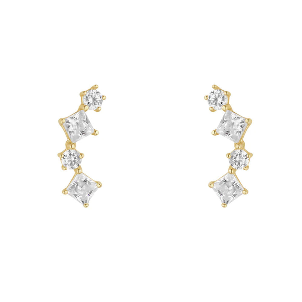 9ct Gold 4 CZ Scattered Climber Earrings