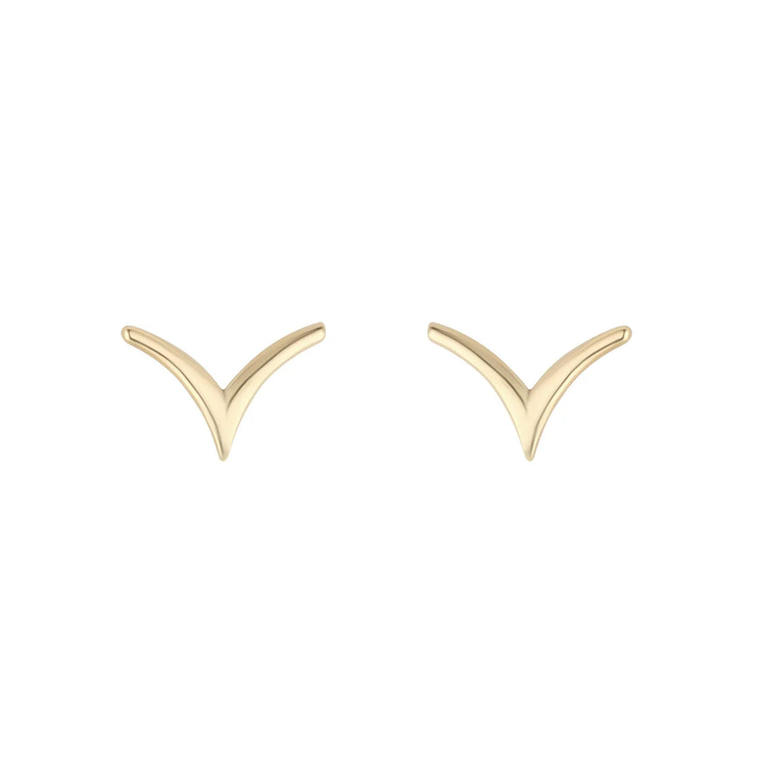 9ct Gold V Shape Stud Earrings