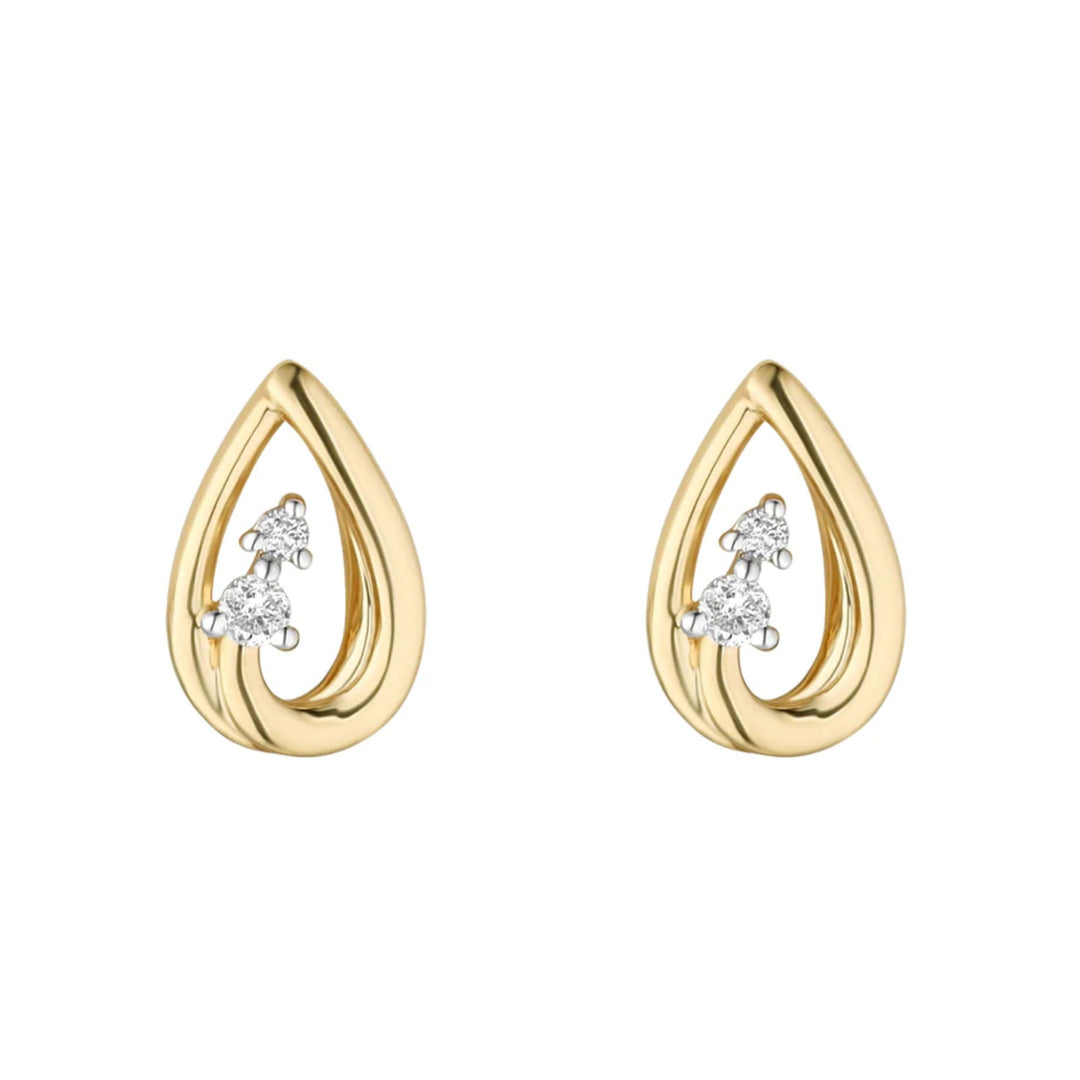 9ct Gold Diamond Teardrop Stud Earrings
