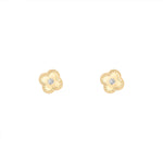 Load image into Gallery viewer, 9ct Gold CZ Clover Stud Earrings

