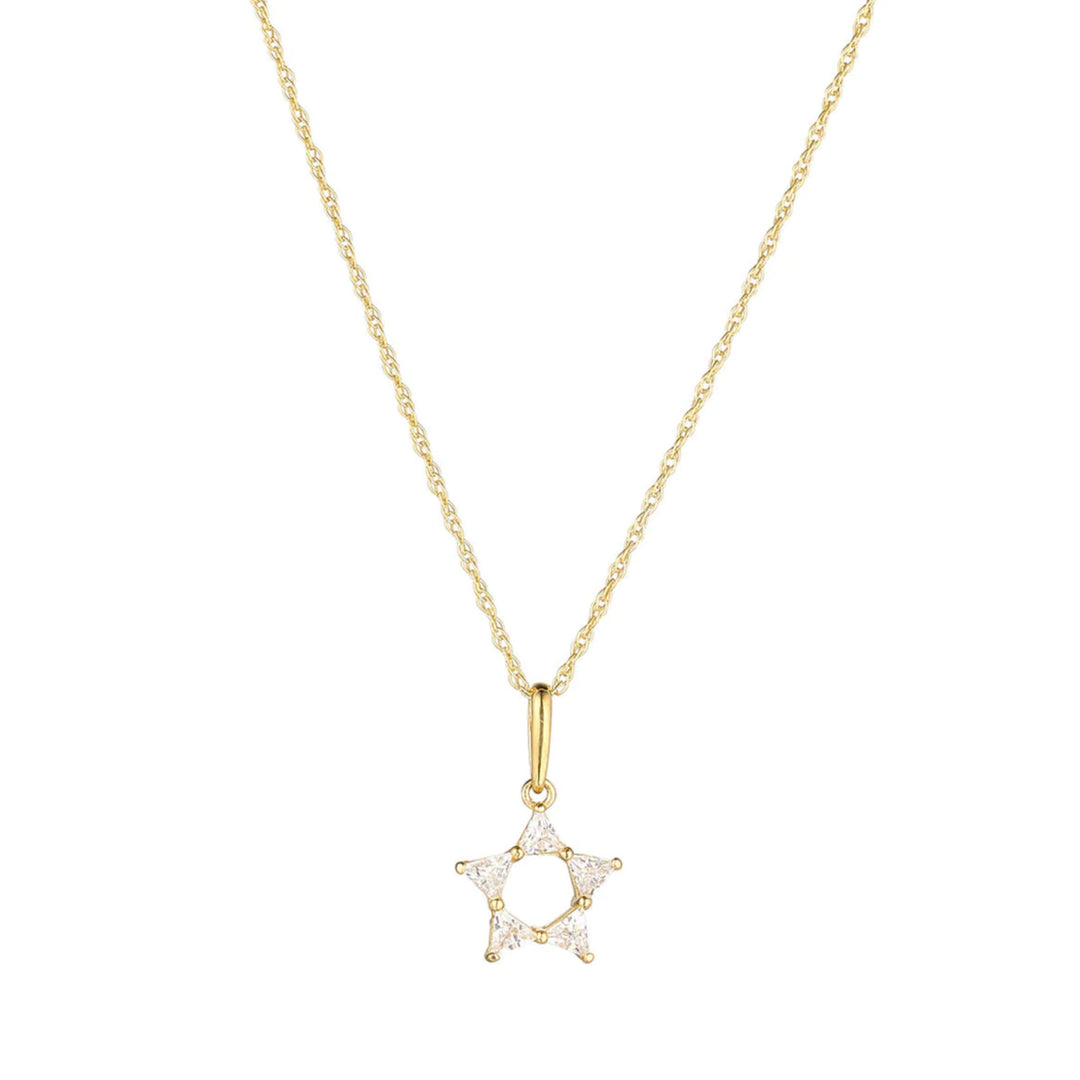 9ct Gold Five Triangle CZ Star Necklace