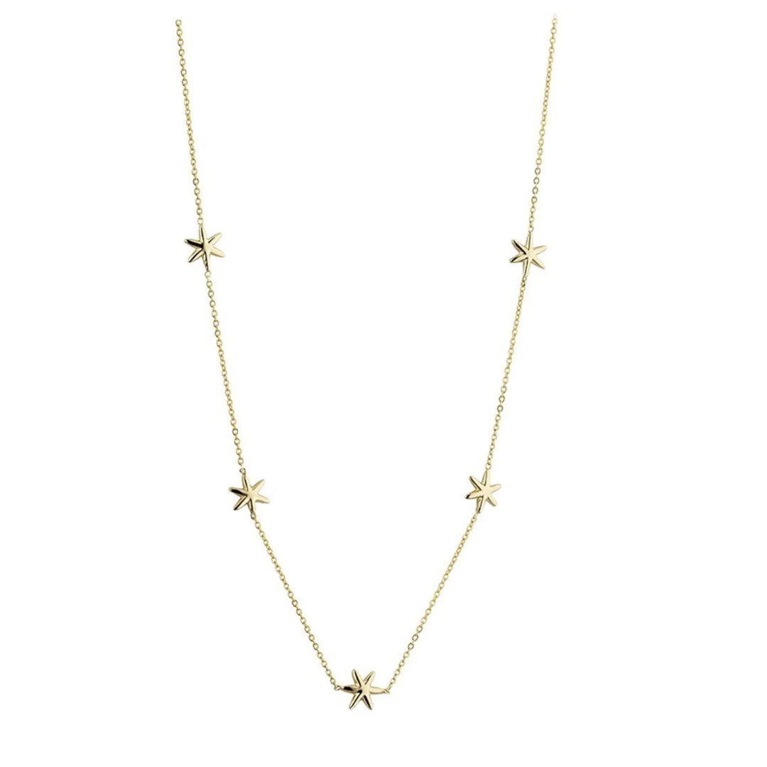 9ct Gold Five Star Necklace