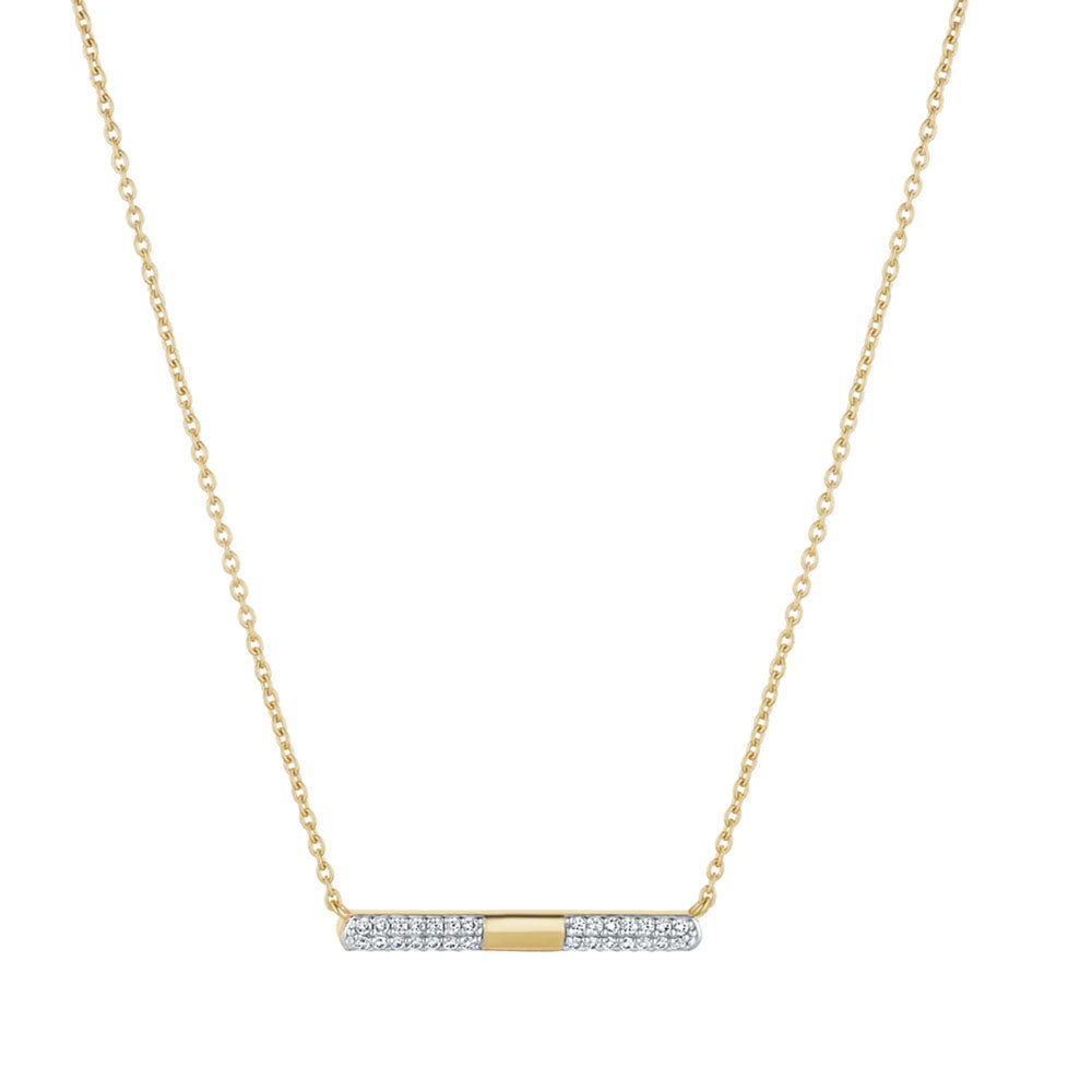 9ct Gold CZ Shiny Bar Necklace