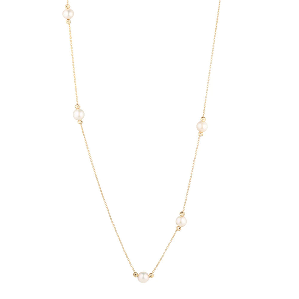 9ct Gold Five Pearl Necklace