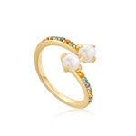 Load image into Gallery viewer, Gold Plated Gem Pearl Wrap Ring
