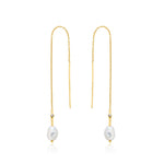Load image into Gallery viewer, Gold Plated Pearl Threader Earrings
