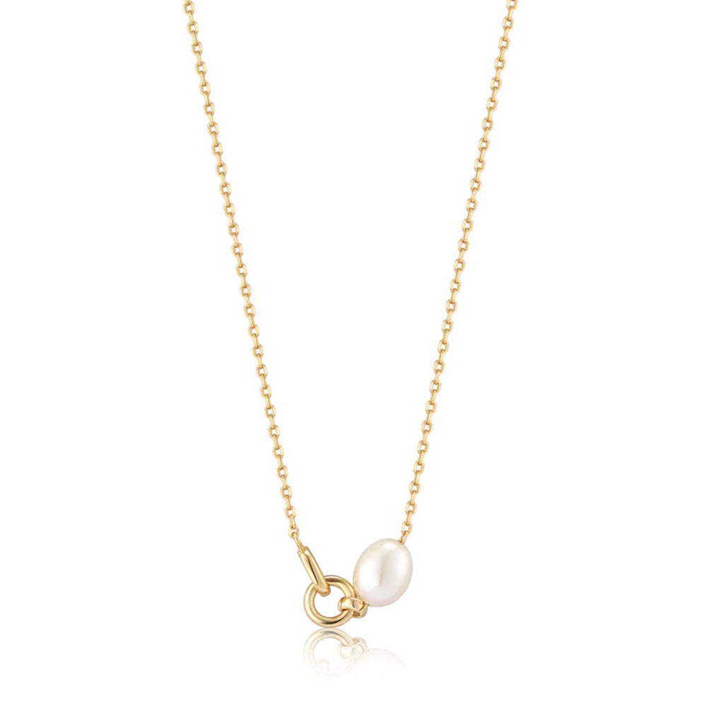Gold Plated Pearl Link Chain Necklace