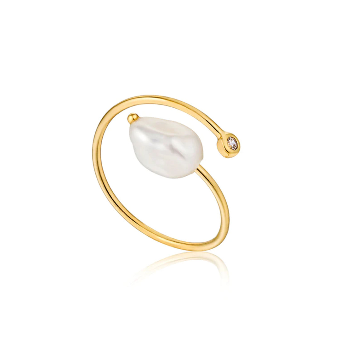 Gold Plated Pearl Twist Ring