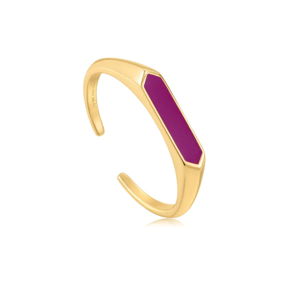 Gold Plated Berry Enamel Bar Ring