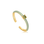 Load image into Gallery viewer, Gold Plated Sage Enamel CZ Ring
