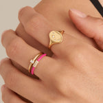 Load image into Gallery viewer, Gold Plated Neon Pink Enamel Carabiner Ring
