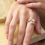 Load image into Gallery viewer, Gold Plated Chunky Pearl Sparkle Wrap Ring
